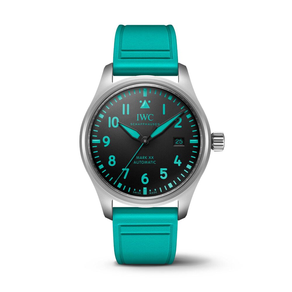 IWC Schaffhausen Pilot's Mark XX Mercedes-AMG Petronas 40mm Black Dial Green Rubber Strap Watch