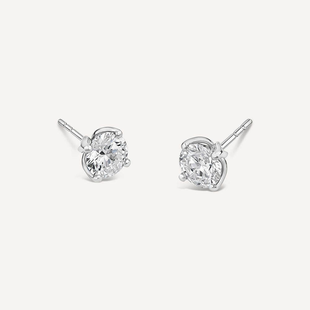 Born 18ct White Gold Lab Grown 3ct Diamond Round Stud Earrings