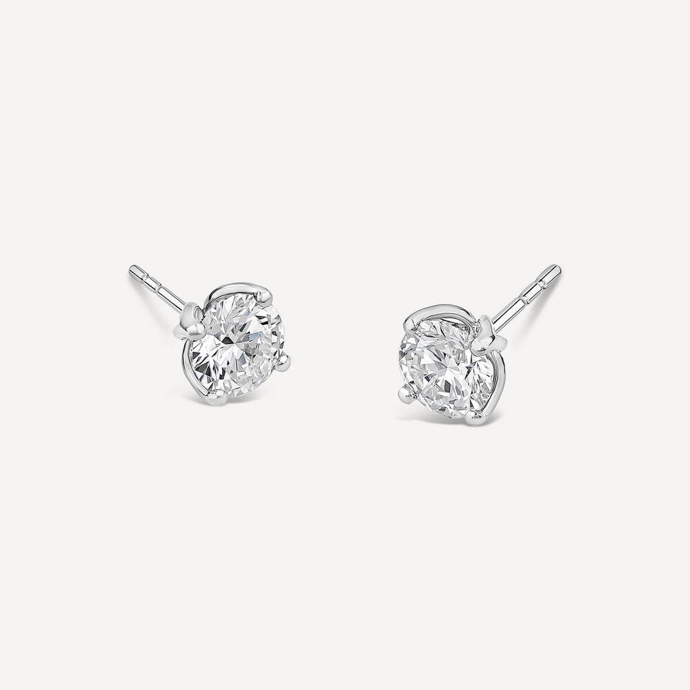 Born 18ct White Gold Lab Grown 3ct Diamond Round Stud Earrings image number 2