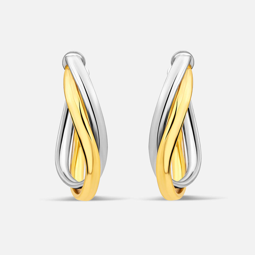 Sterling Silver Two Tone Twist Hoop Earrings