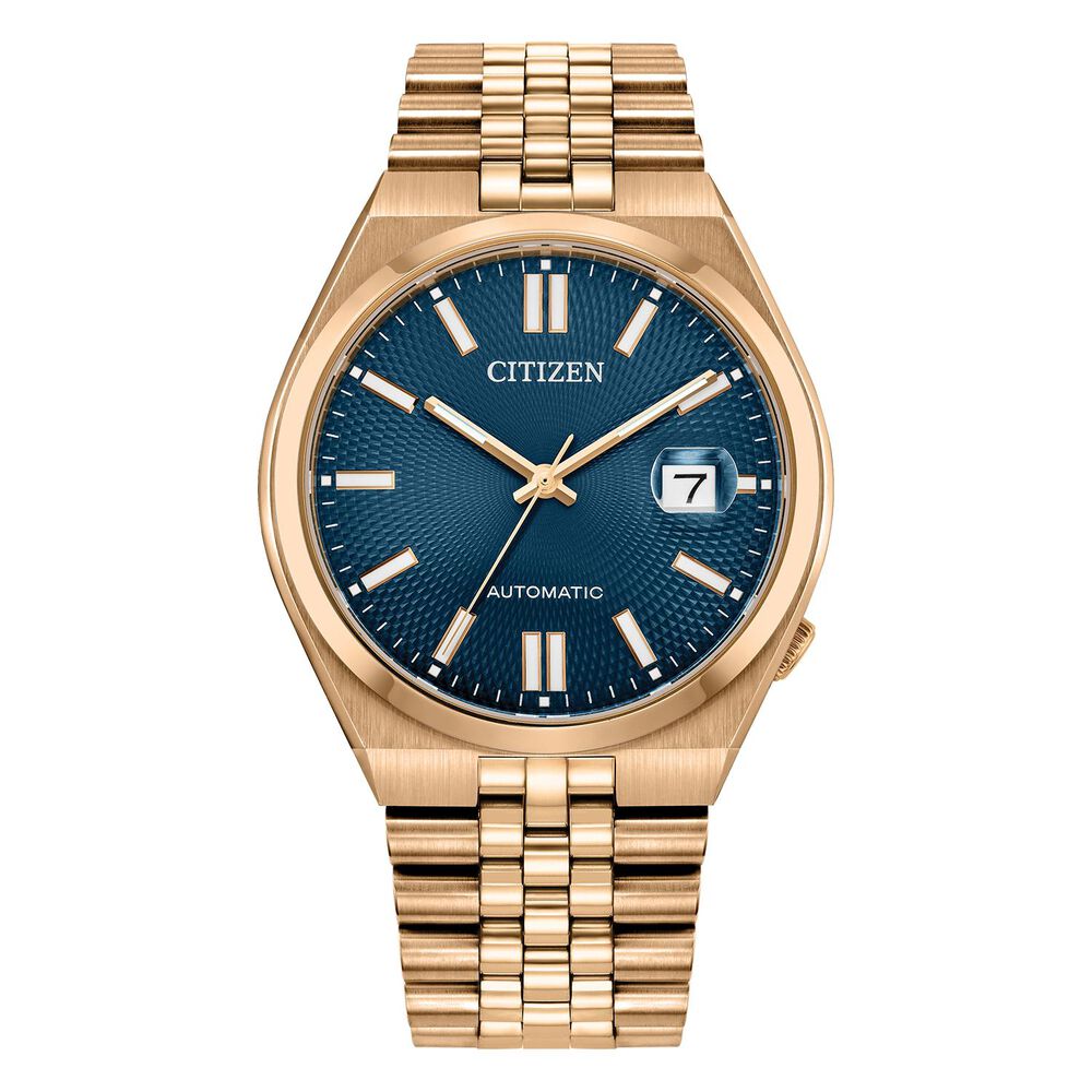 Citizen Tsuyosa 60 Automatic 40mm Blue Dial Rose Gold Toned Steel Bracelet Watch
