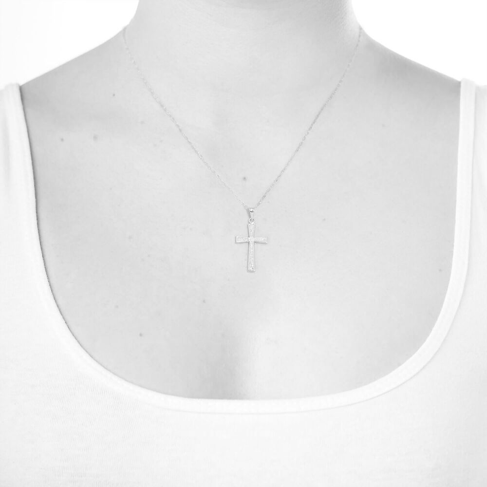 9ct Yellow Gold Patterned Cross Ladies Pendant (Chain Included) image number 2