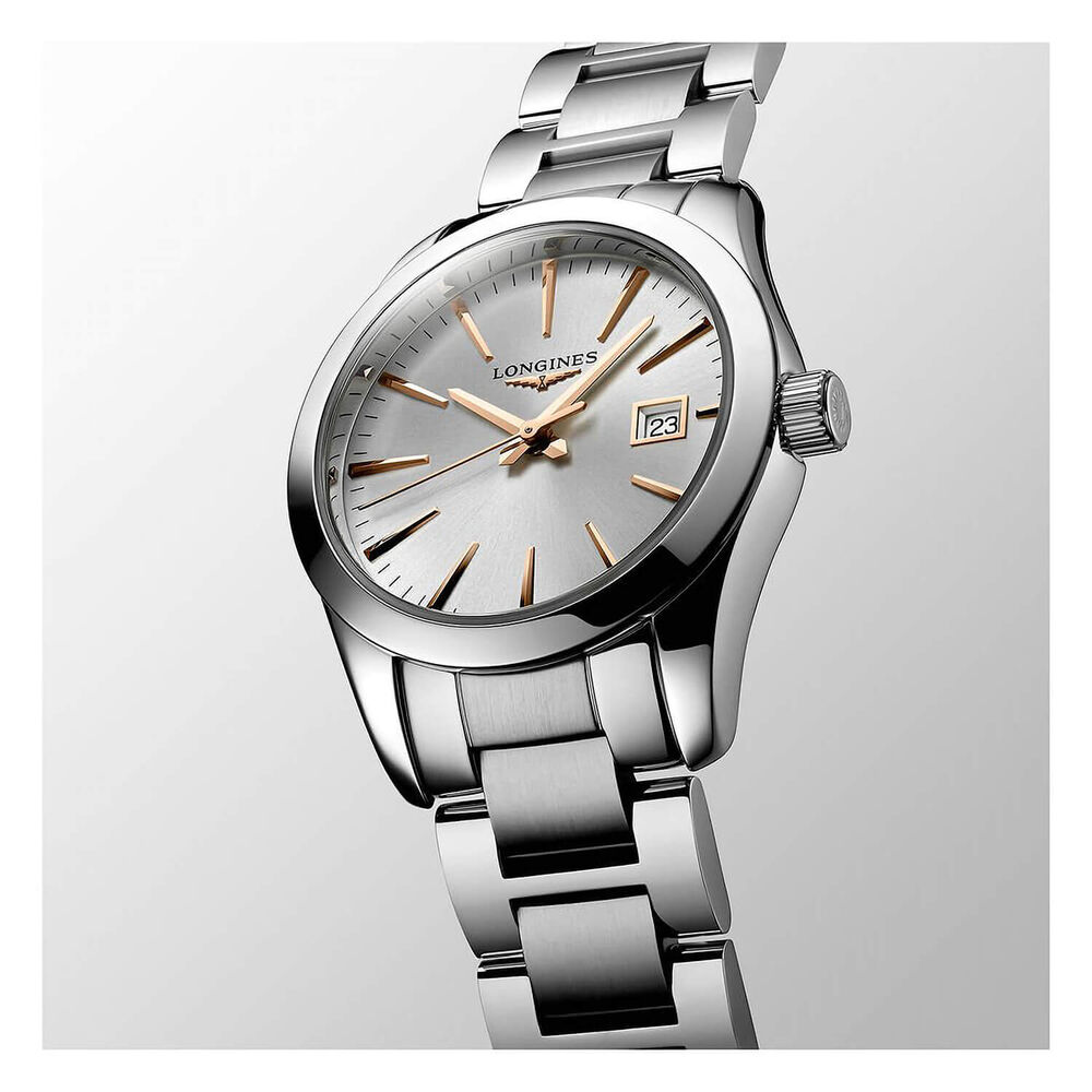 Longines Performance Conquest Classic 30mm Silver Dial Steel Bracelet Watch image number 5