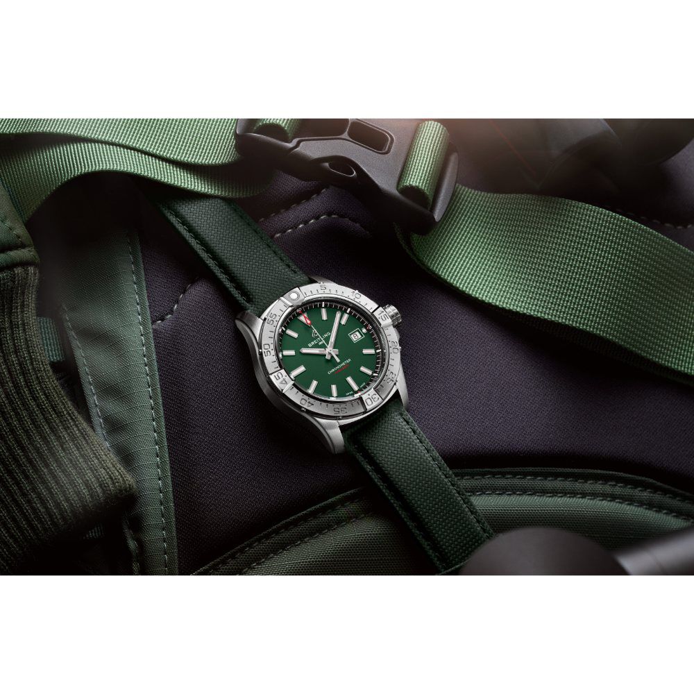 Breitling Avenger Automatic 42mm Green Dial & Black Leather Strap Watch image number 5