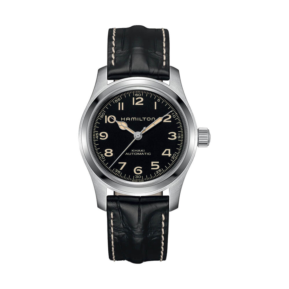 Hamilton Khaki Field Murph Auto 42mm Black Dial Leather Strap & Steel Bracelet Bundle Watch image number 0