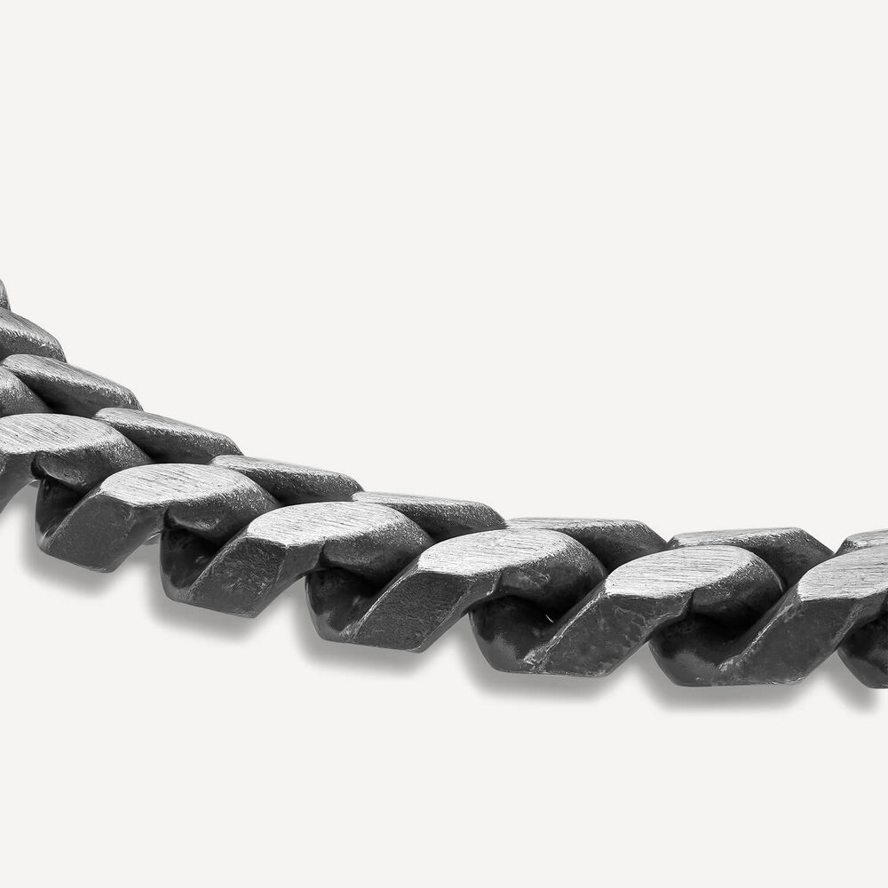 Sterling Silver Oxidised Curved Link Bracelet image number 2