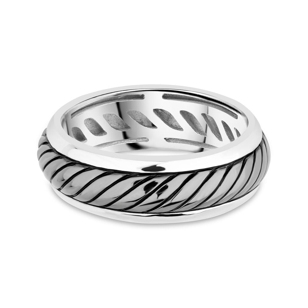 Gents Sterling Silver Oxidised Twist Band