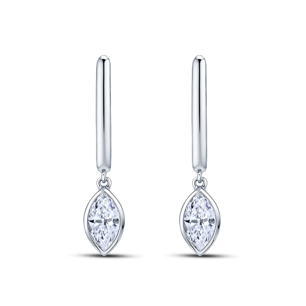 Born Contour 9ct White Gold 0.30ct Marquise Lab Grown Diamond Bezel Set Drop Earrings