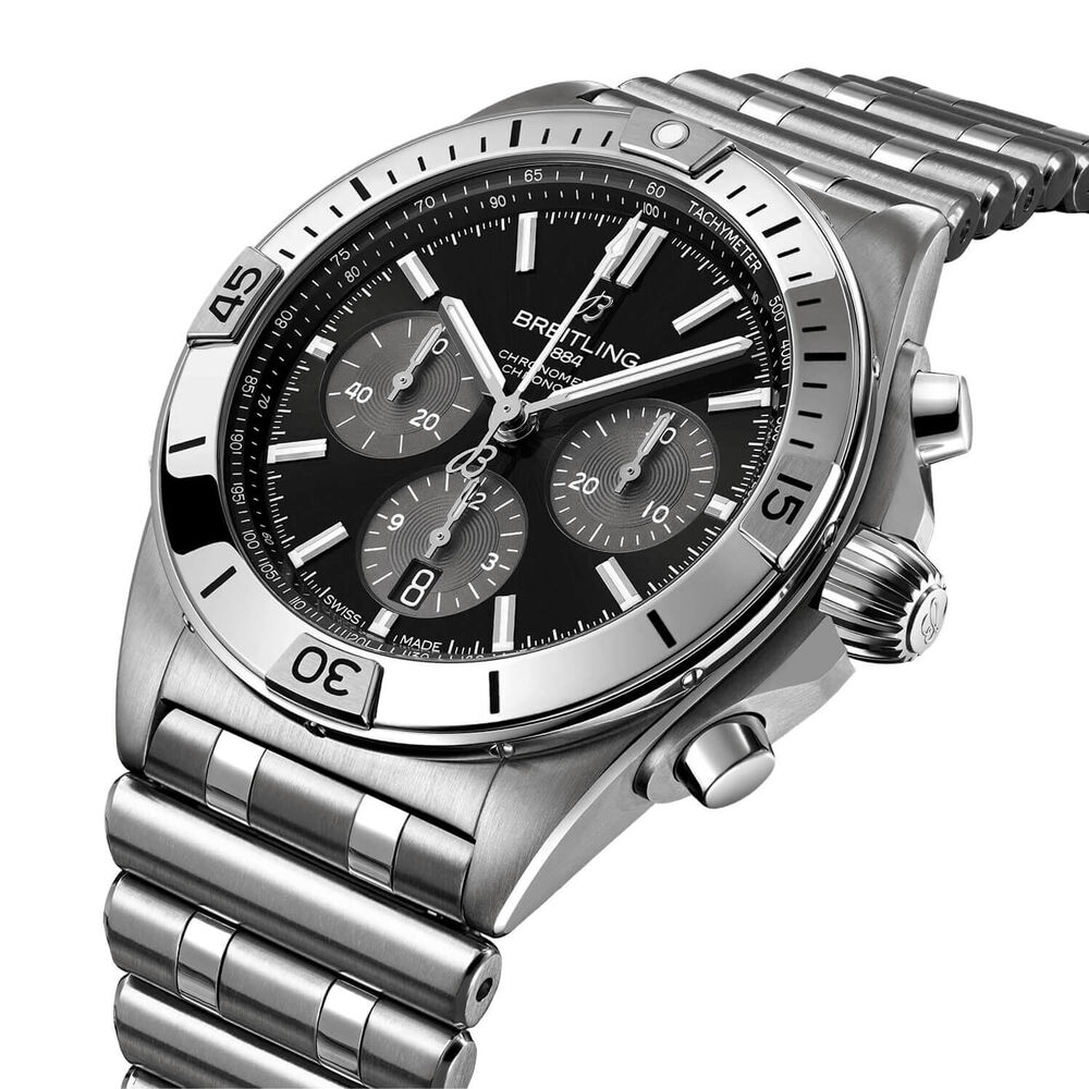 Breitling Chronomat B01 42mm Black Dial Steel Bracelet Watch image number 1