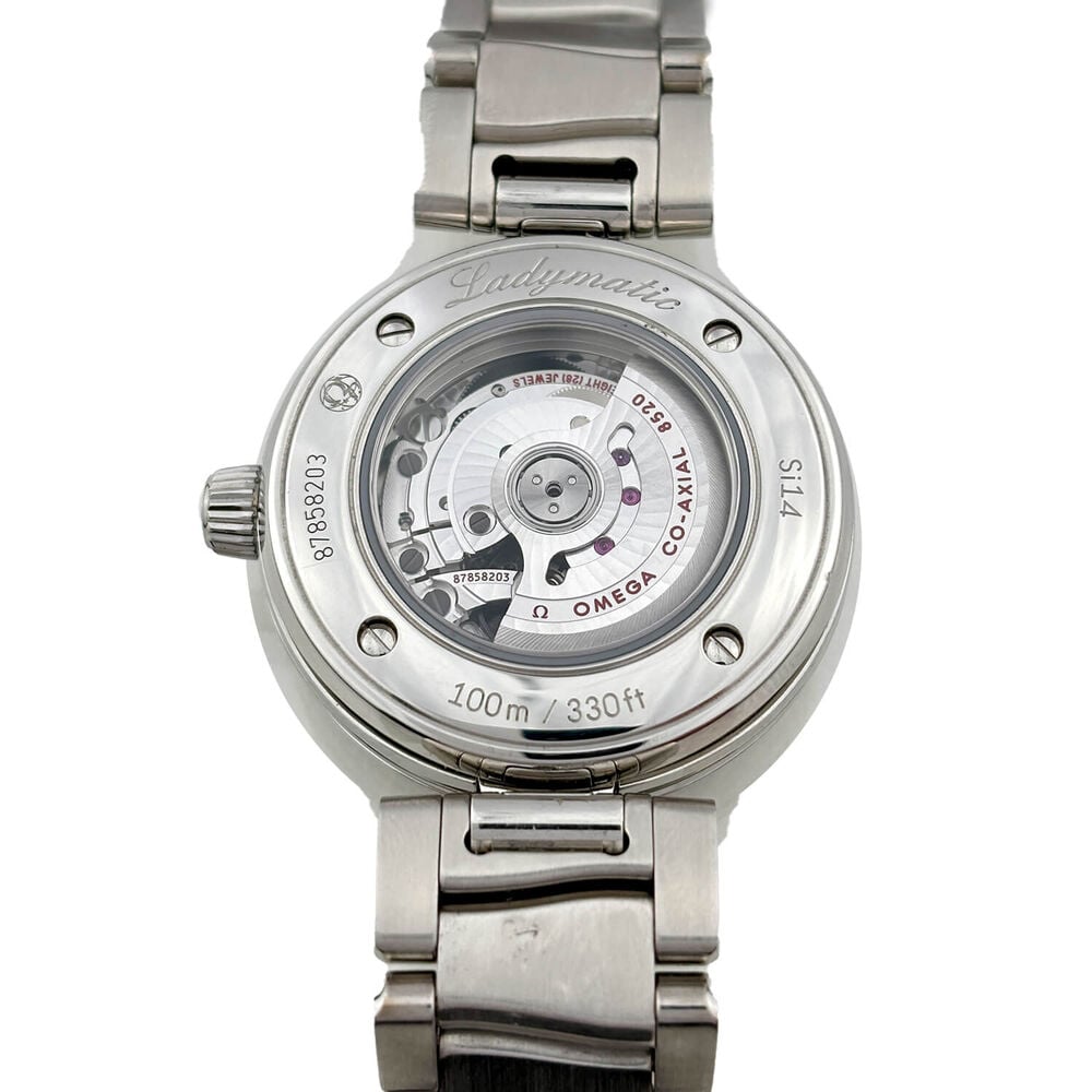 Pre-Owned OMEGA De Ville Ladymatic 34mm Black MOP Dial Diamond Dots Steel Bracelet Watch image number 3