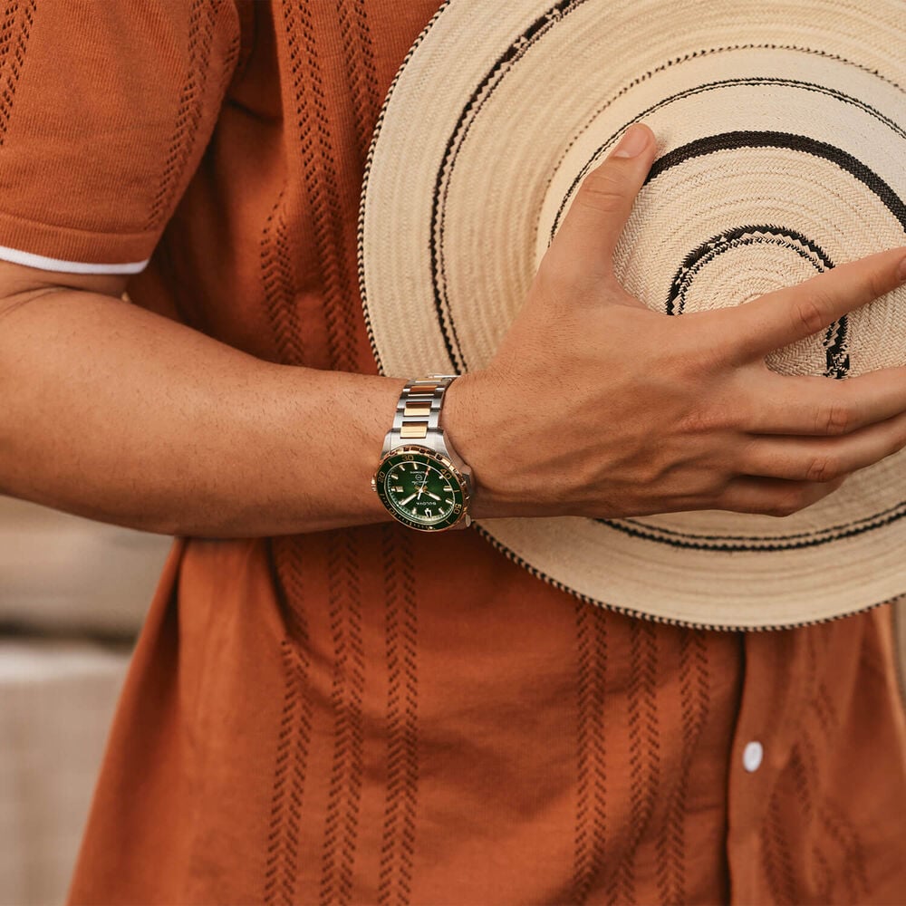 Bulova Marine Star 41mm Green Dial Two Tone Steel Bracelet Watch