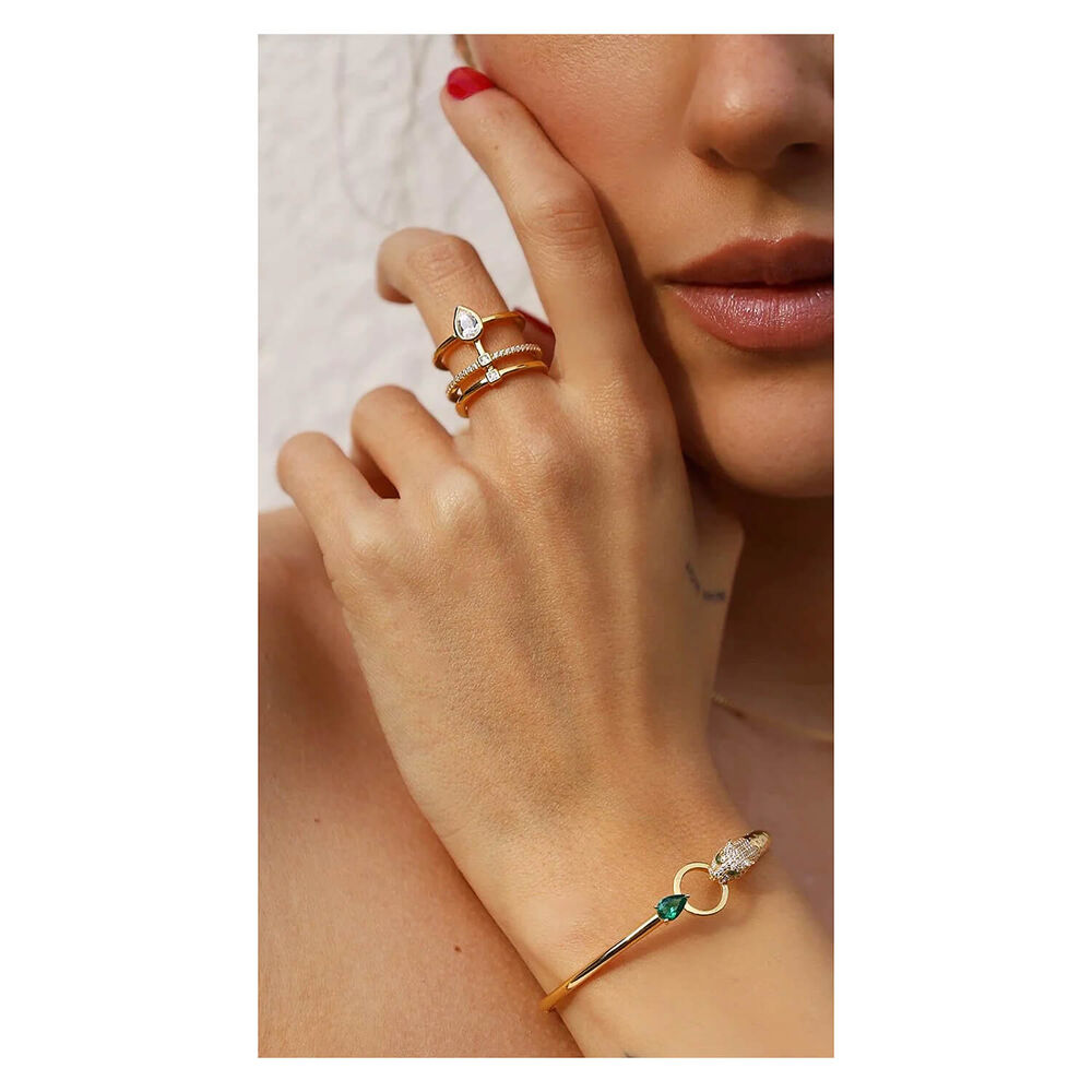 CARAT* London Maumau Yellow Gold Vermeil Cat Head Adjustable Bracelet image number 3