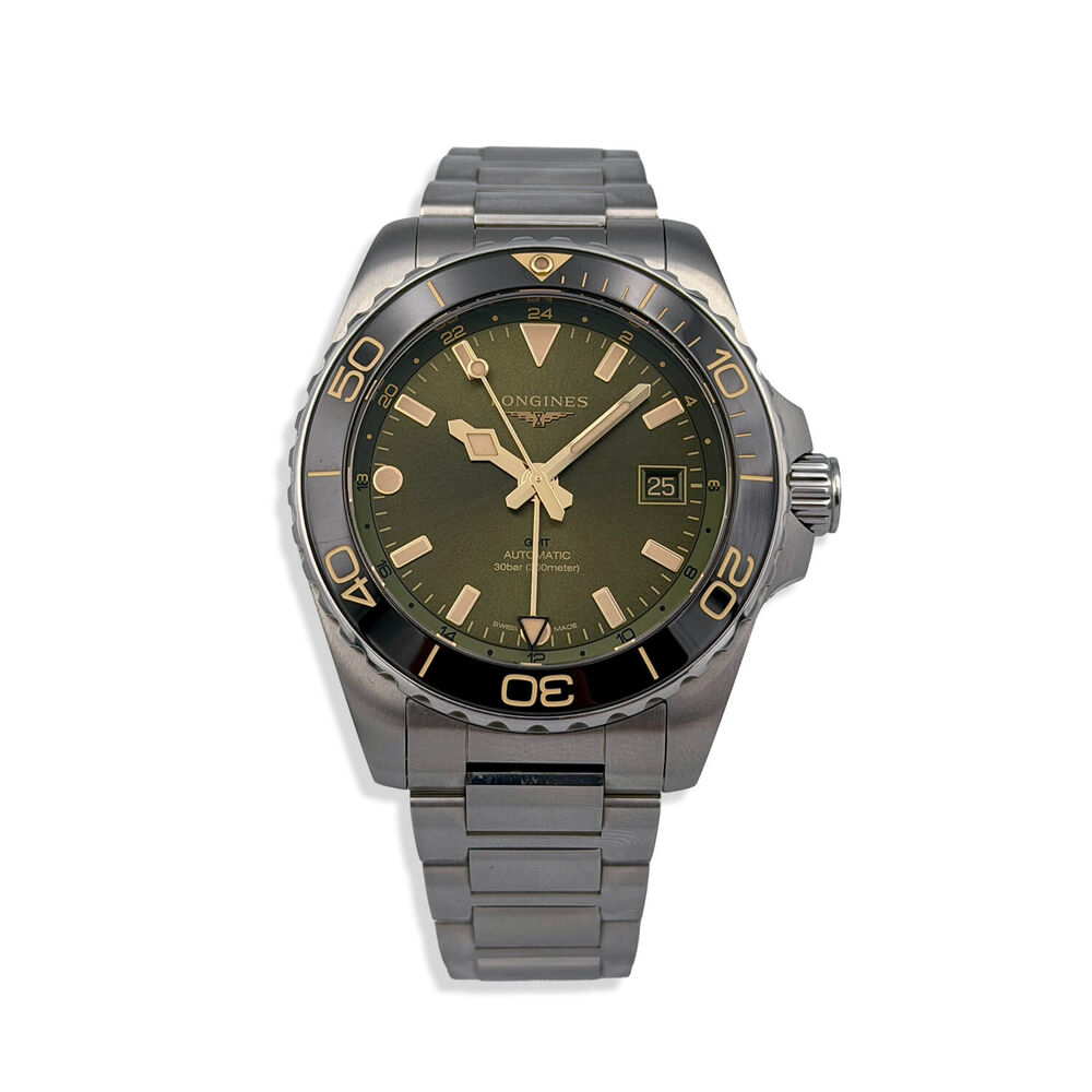 Pre-Owned Longines HydroConquest 41mm Sunray Green Dial & Ceramic Bezel Steel Bracelet Watch image number 0