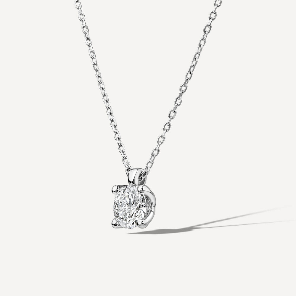 Born 18ct White Gold 1ct Lab Grown Round Diamond Pendant