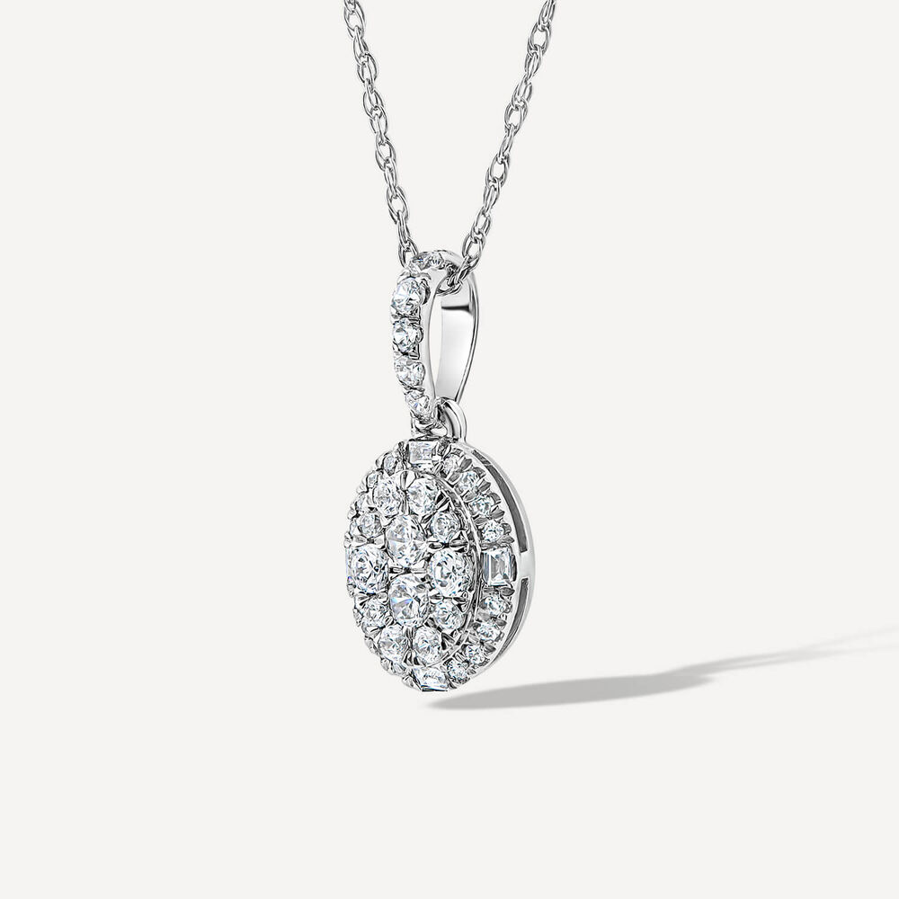 Platinum 0.33ct Oval Diamond Cluster Halo Pendant image number 1