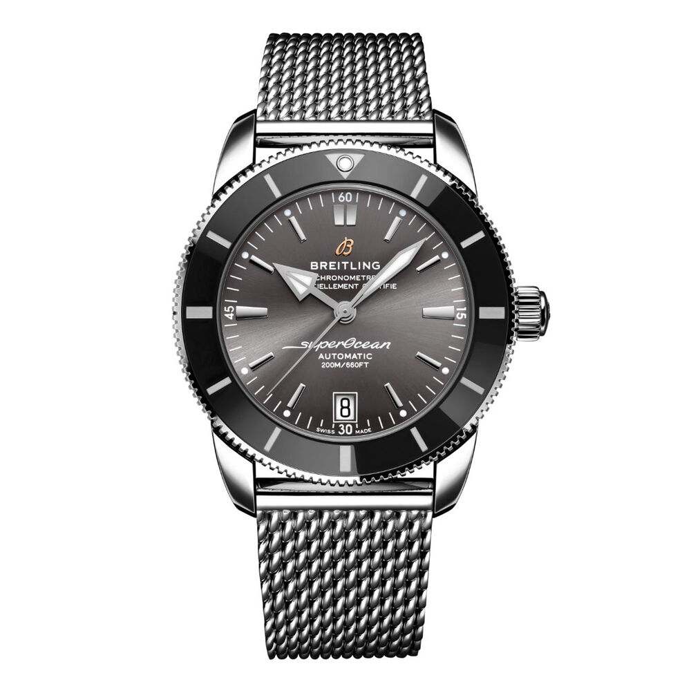 Breitling UK Edition Superocean Heritage B20 42mm Grey Dial Black Bezel Steel Bracelet Watch