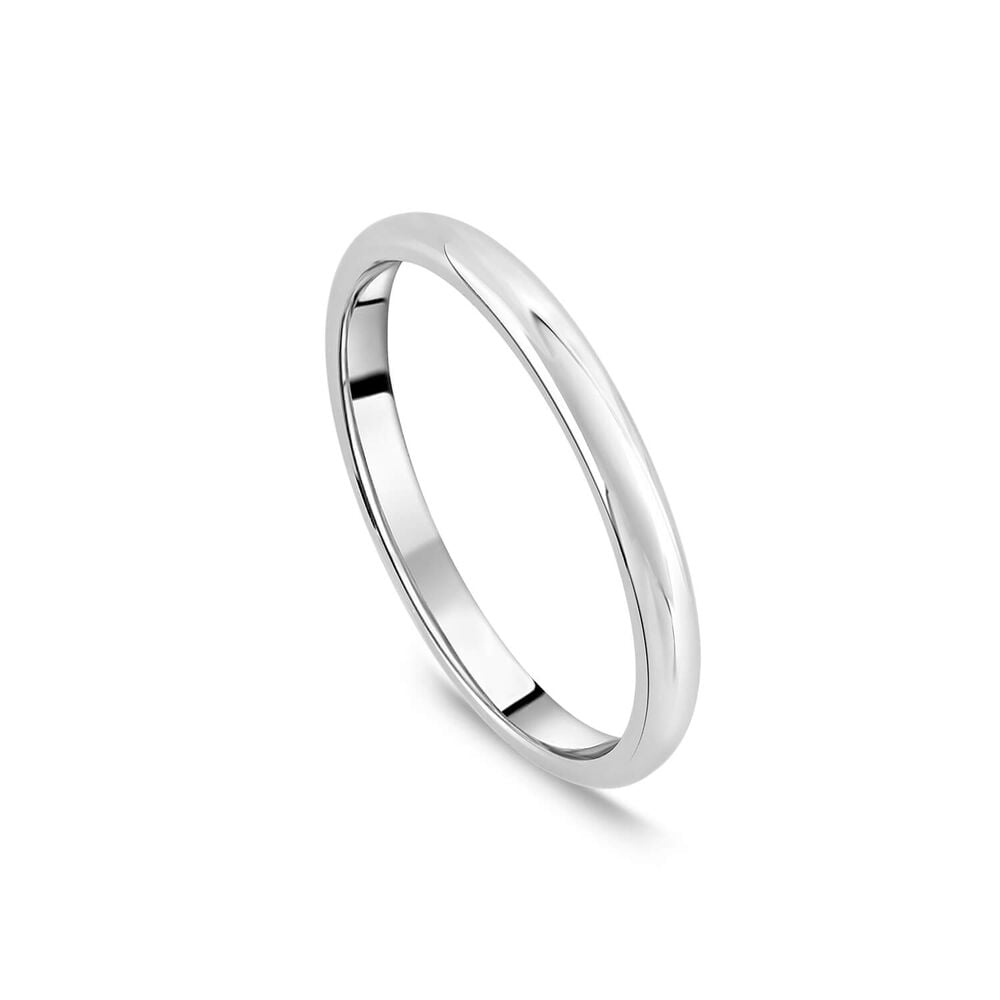 9ct White Gold 2mm Plain D-Shape Wedding Ring