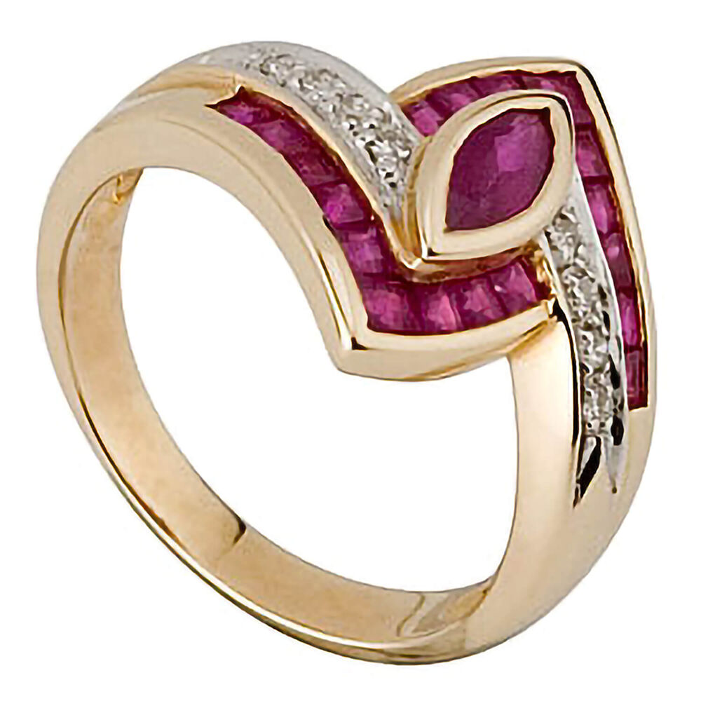 9ct gold ruby and diamond ring