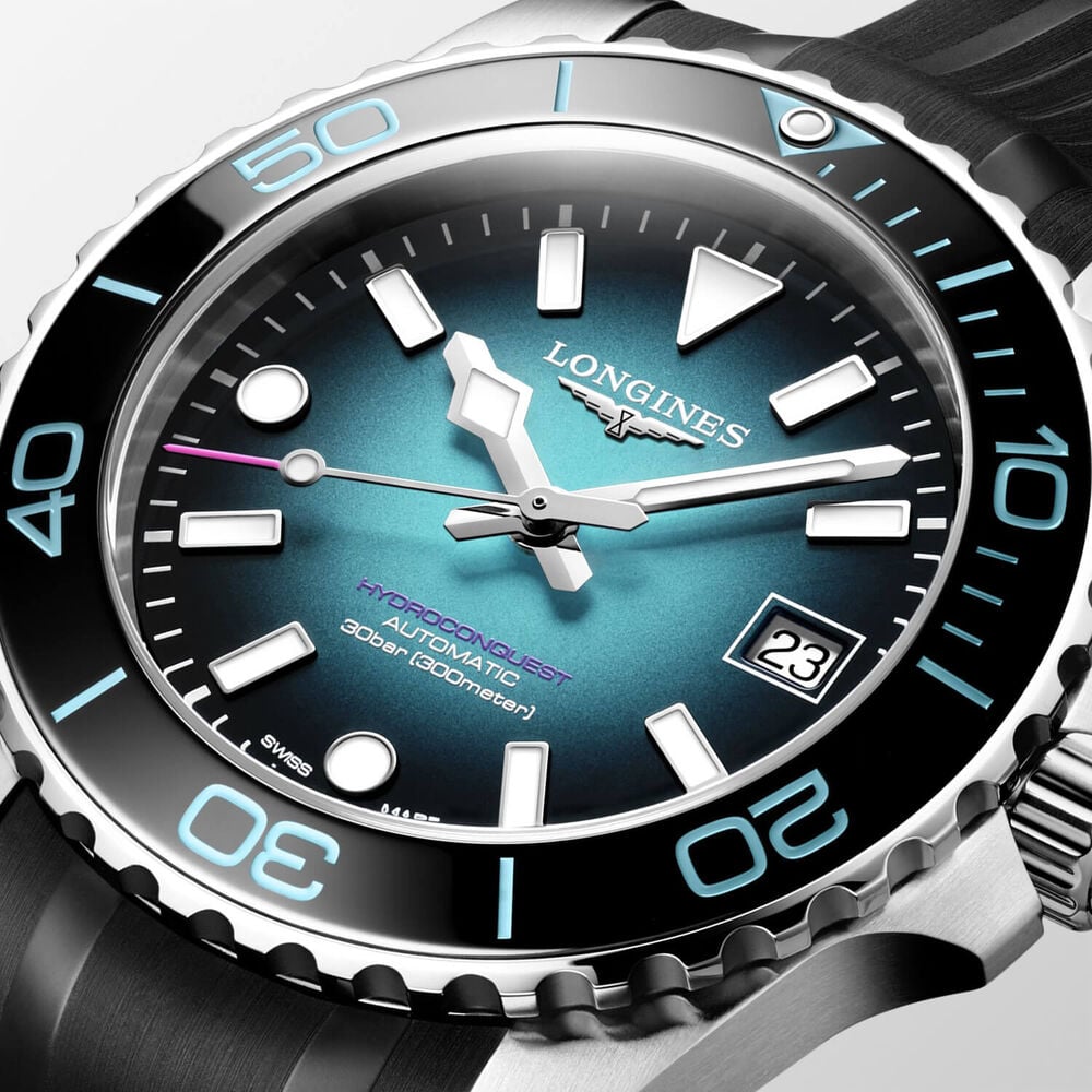 Longines Hydroconquest Commonwealth Games 2026 39mm Teal Dial Black Rubber Strap Watch