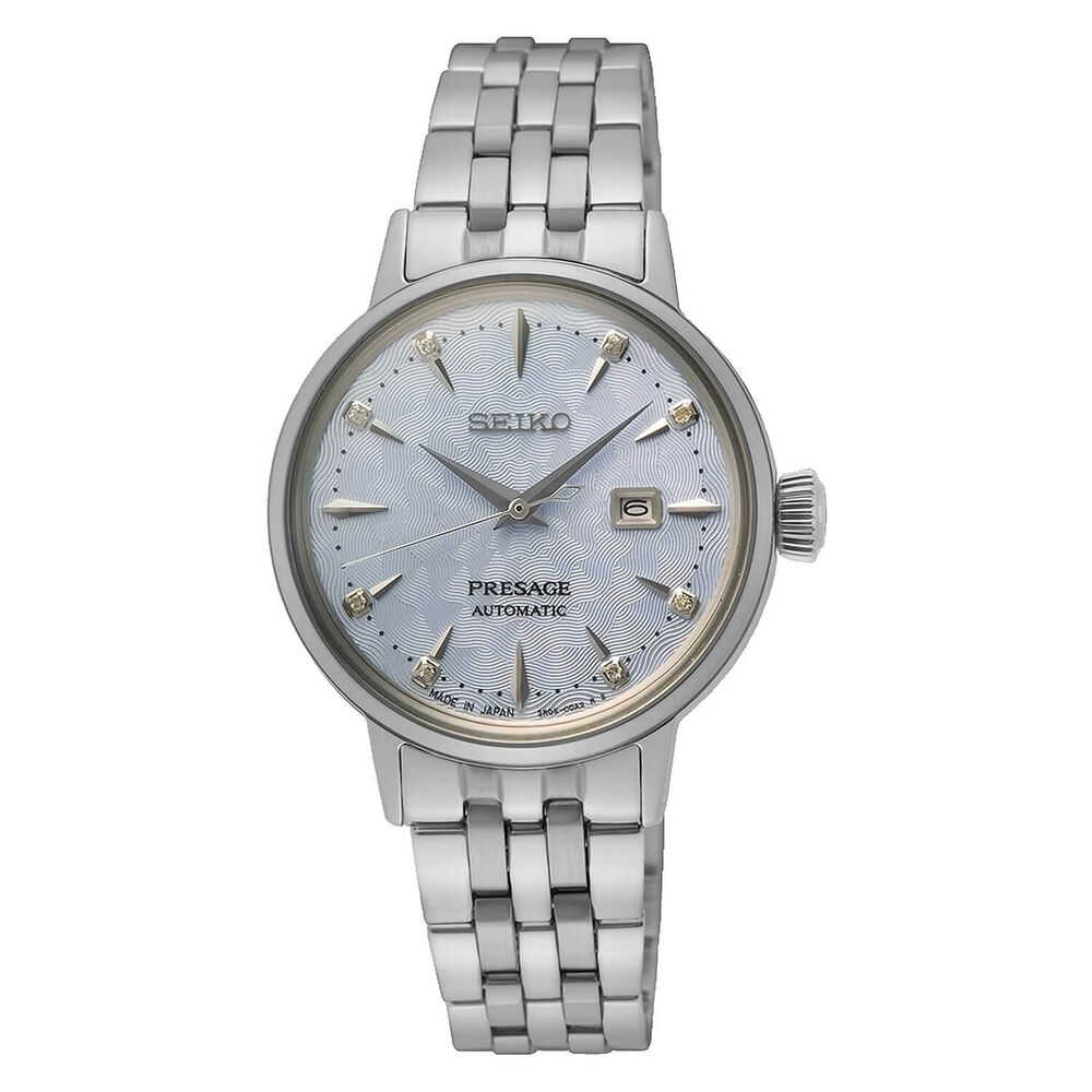Seiko Presage Cocktail Time' Skydiving' Diamond Twist 30.3mm Blue Dial Bracelet Watch