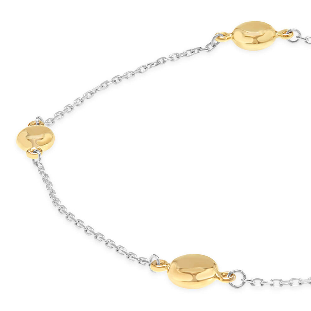 9ct Yellow & White Gold Beads and Chain Bracelet