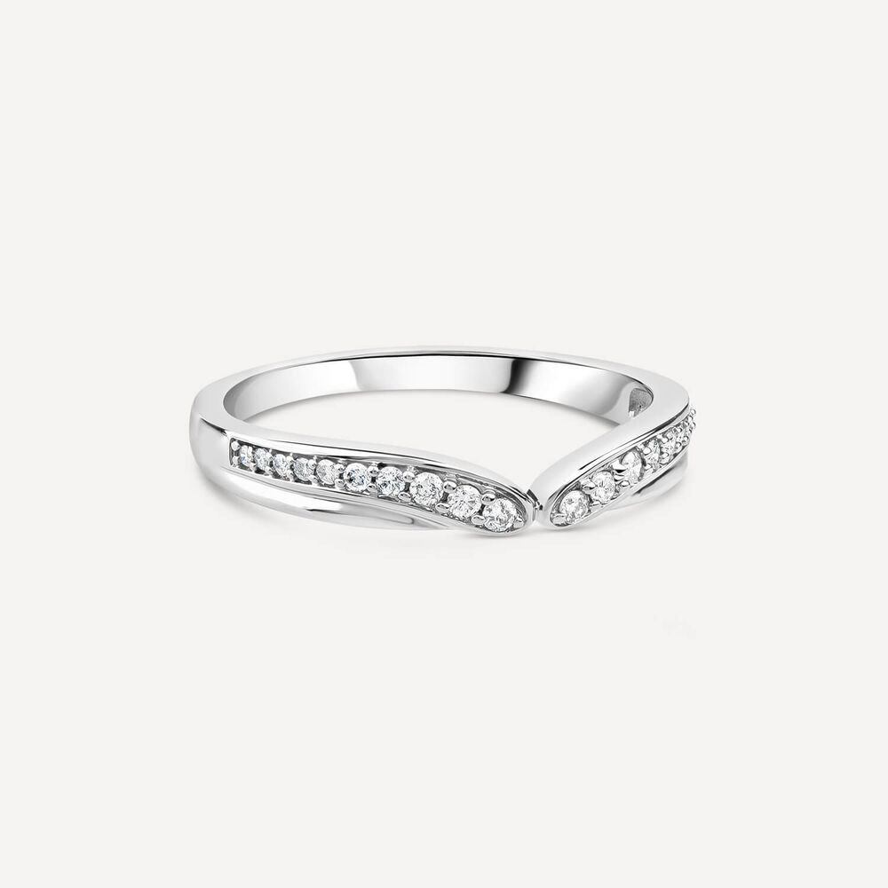 9ct White Gold 0.15ct Diamond Wishbone Dress Ring image number 2