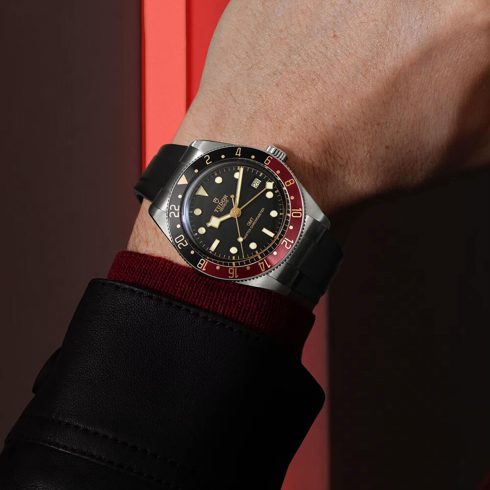 TUDOR Black Bay 58 GMT 39mm Dial Black & Burgundy Bezel Rubber Strap Watch image number 1
