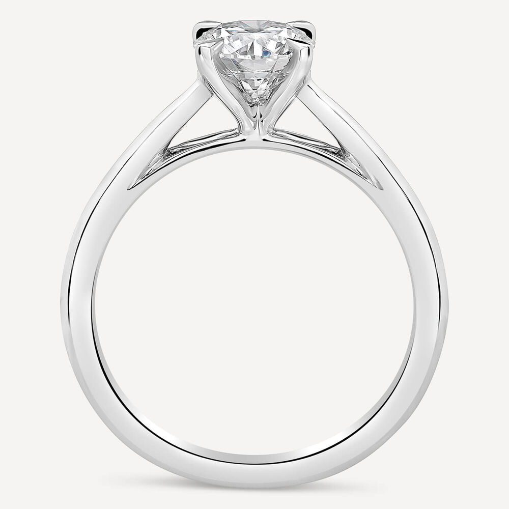Platinum 1.02ct Round Diamond Four Claw Solitaire Ring image number 3
