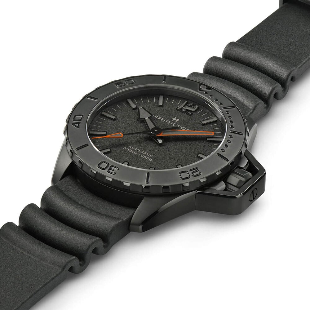 Hamilton Khaki Navy Frogman 46mm Black Dial PVD Case Rubber Strap Watch image number 1