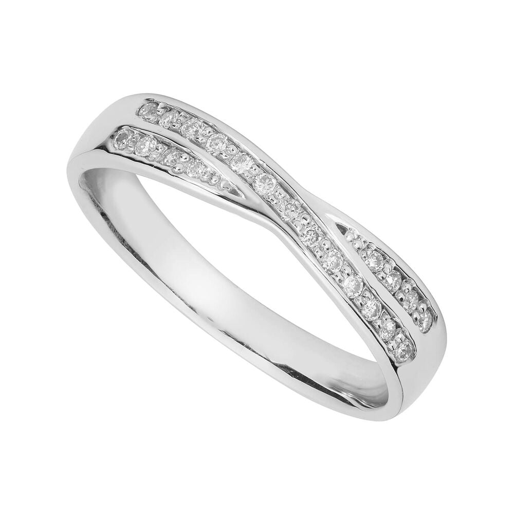 Ladies' 9ct white gold crossover wedding ring image number 0
