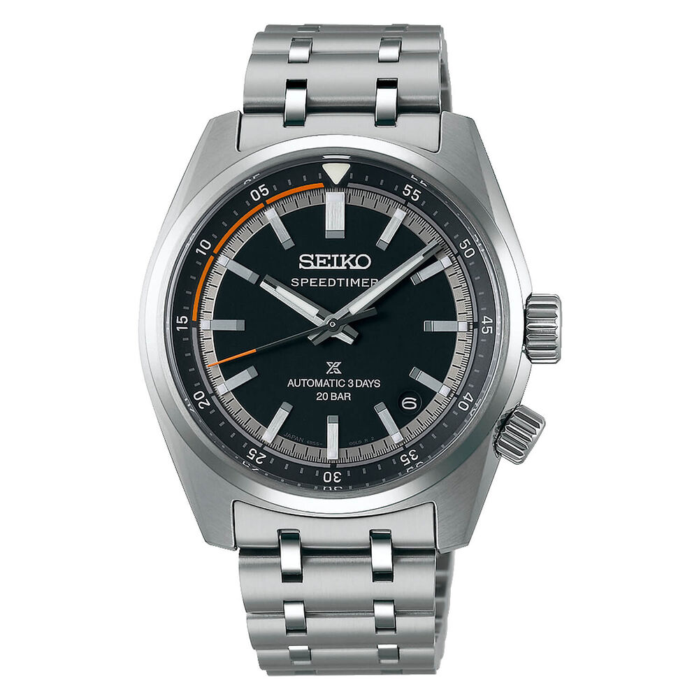 Seiko Speedtimer 6R ‘Compact Countdown’ Black-Grey Contrast 39.5mm Dial Steel Bracelet Watch