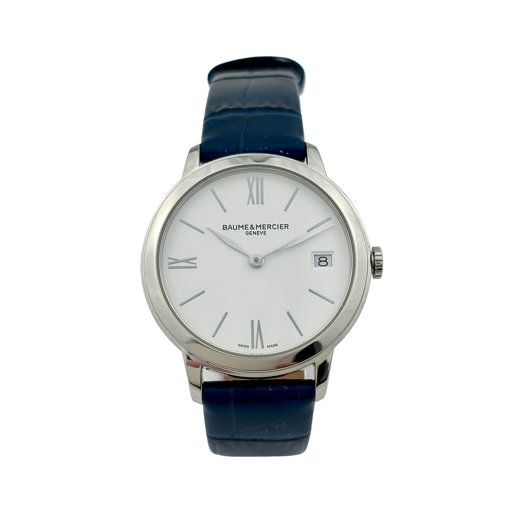 Pre-Owned Baume & Mercier Classima 31mm White Dial Blue Leather Strap Watch image number 0