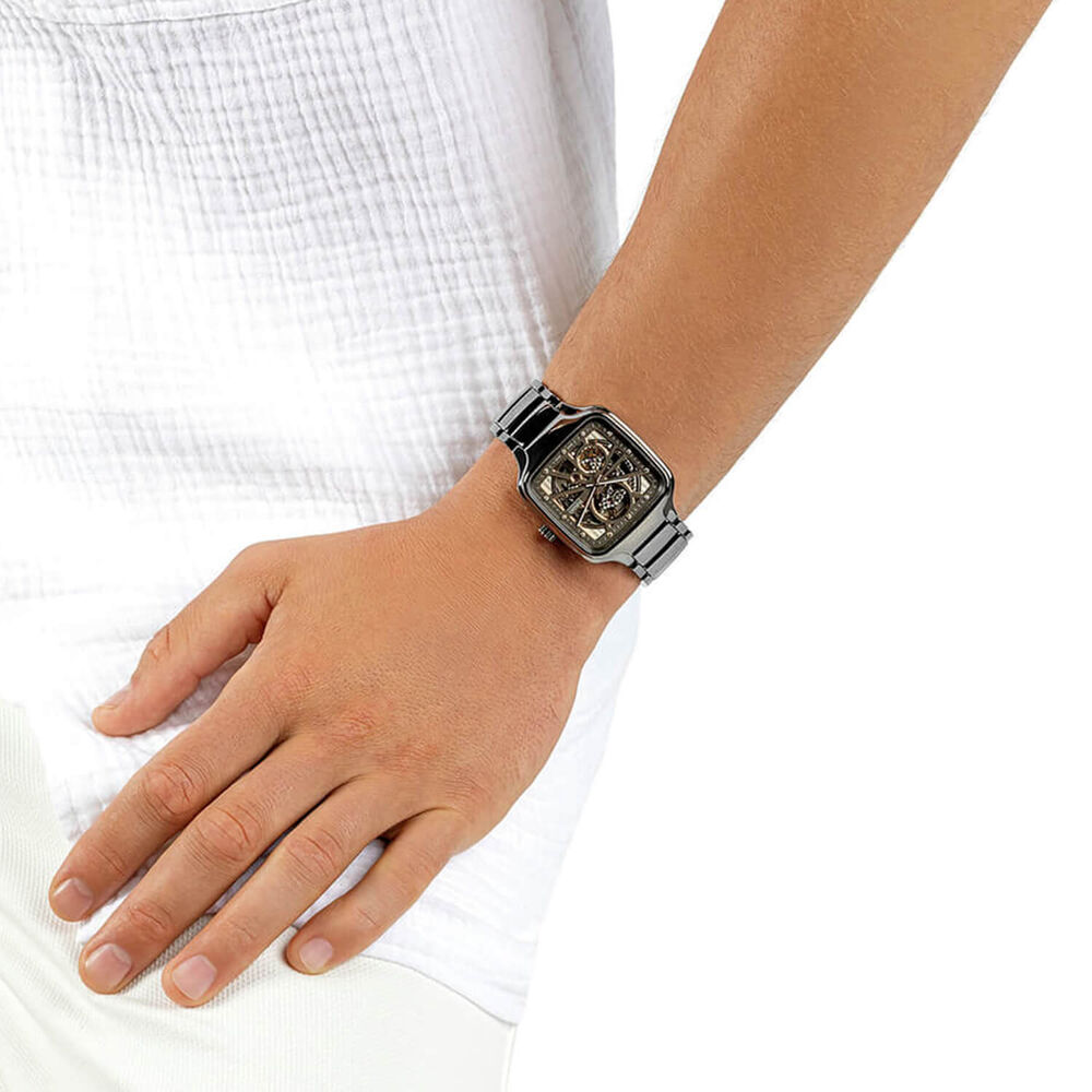 Rado True Sqaure Automatic Open Heart 38mm Skeleton Dial Grey Ceramic Bracelet Watch image number 5