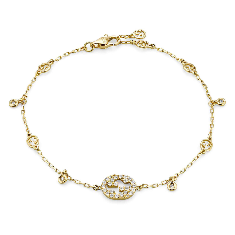 Gucci Interlocking Yellow Gold Diamond Bracelet (Size M, 6.7")
