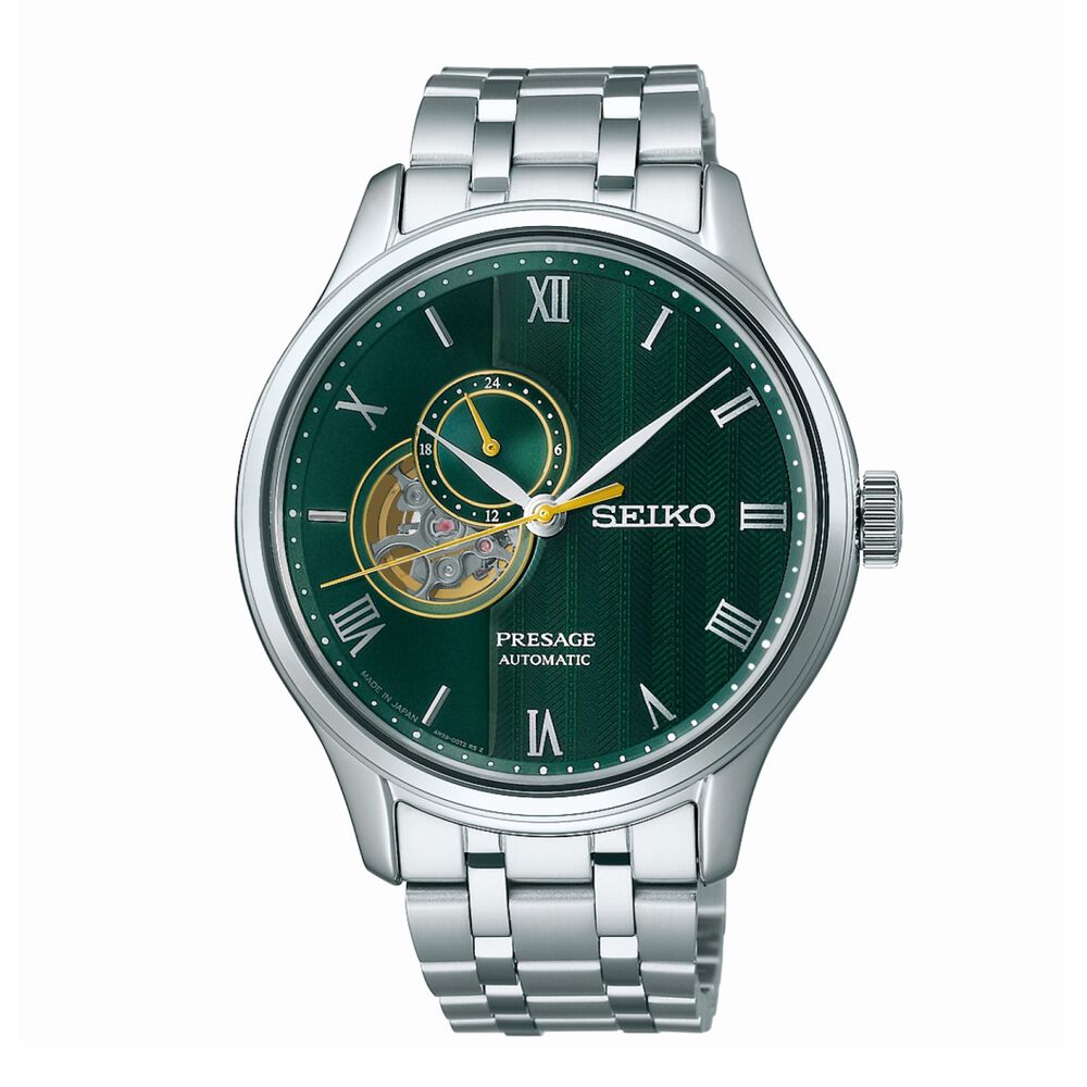 Seiko Presage 'Japanese Zen Gardens' 41.8mm Fern Green Dial Steel Bracelet Watch image number 0