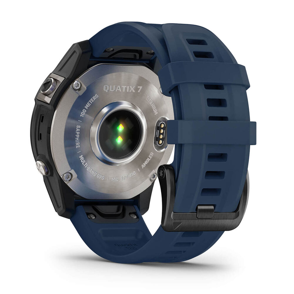 Garmin Quatix 7 Sapphire Edition Multi Function Blue Strap Watch image number 5