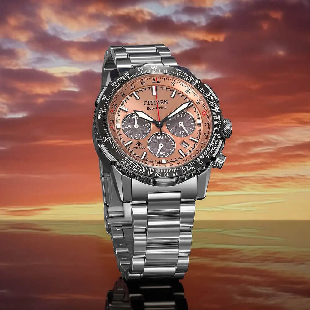Citizen Promaster Air Navihawk 40mm Salmon Dial Stainless Steel Bracelet Watch image number 3