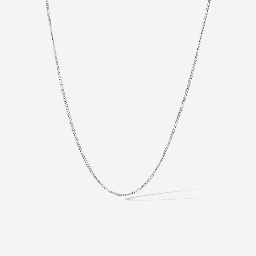 9ct White Gold 16-18 inch Flat Curbed Chain Necklet image number 1
