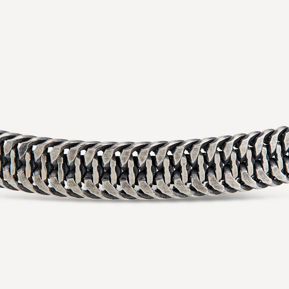 Sterling Silver Oxidised Flat Herringbone Bracelet image number 3