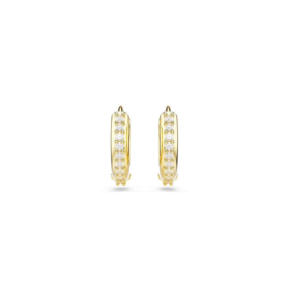 Swarovski Matrix Cubic Zirconia 18ct Yellow Gold Finished Mini Hoop Earrings