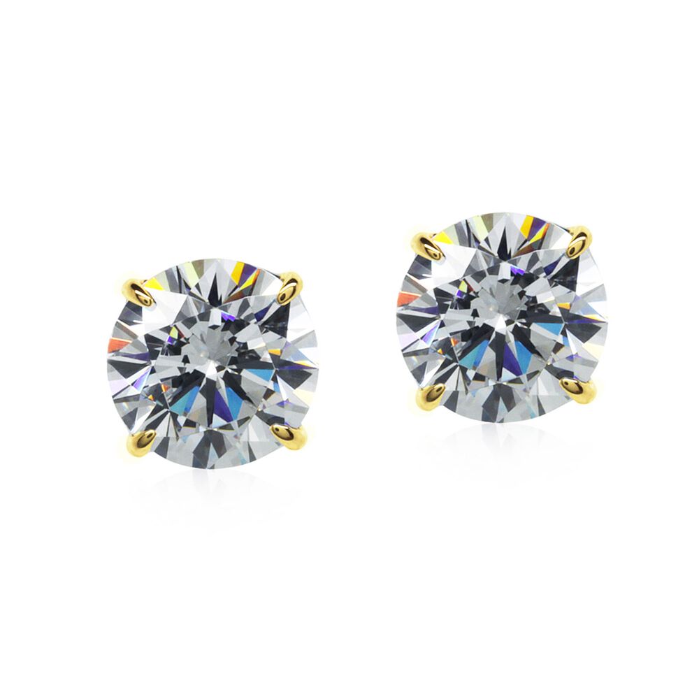 CARAT* London 9ct Yellow Gold 6.5mm Cut 4-Prong Stud Earrings image number 0