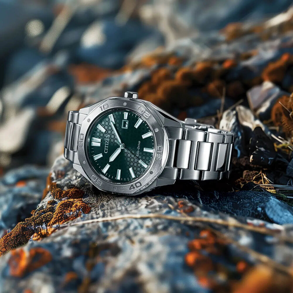 Citizen Eco-Drive Sport 41mm Green Dial Stainless Steel Bracelet Watch