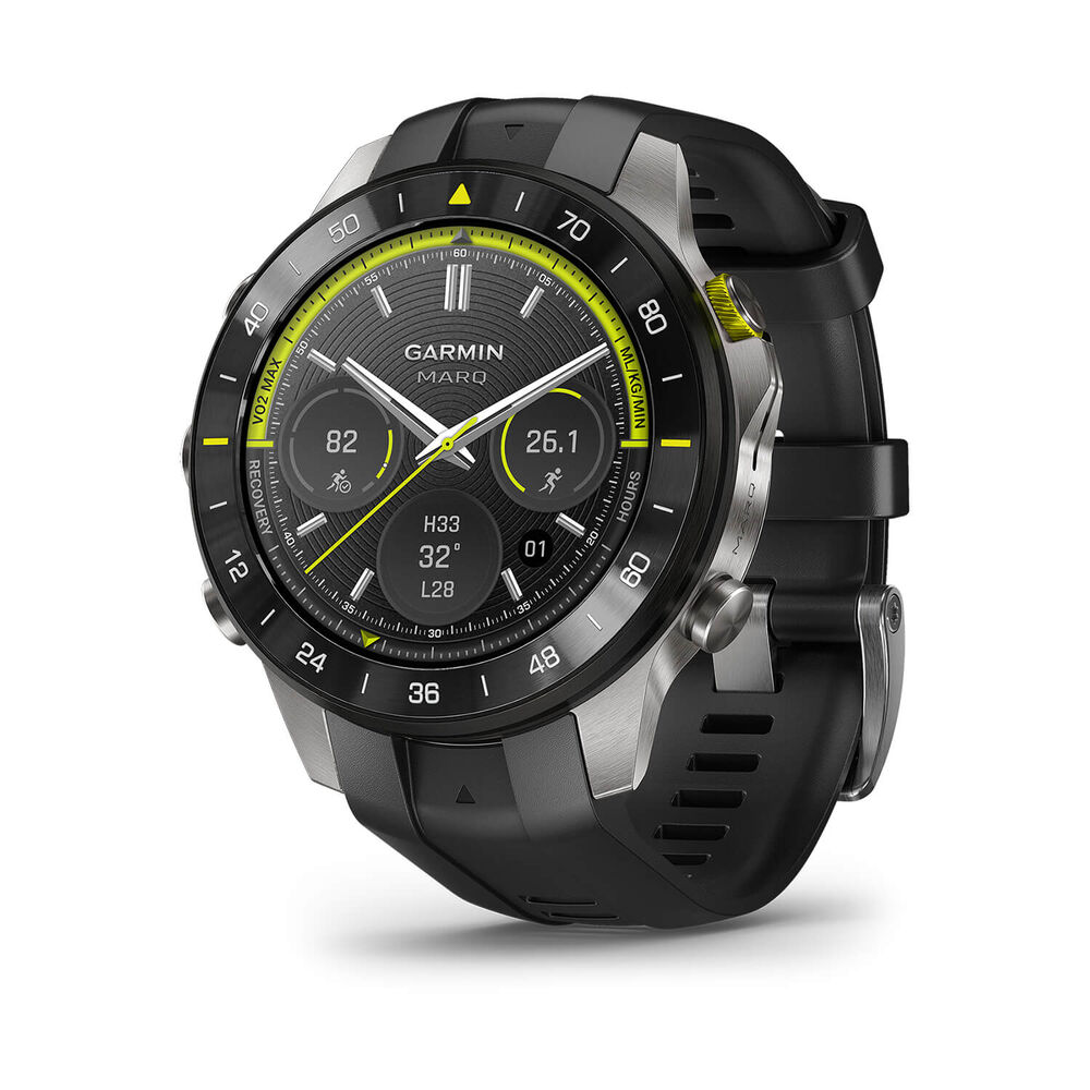 Garmin MARQ Athlete (Gen 3) 47mm Grade 5 Titanium Case Black Silicone Rubber Strap Watch
