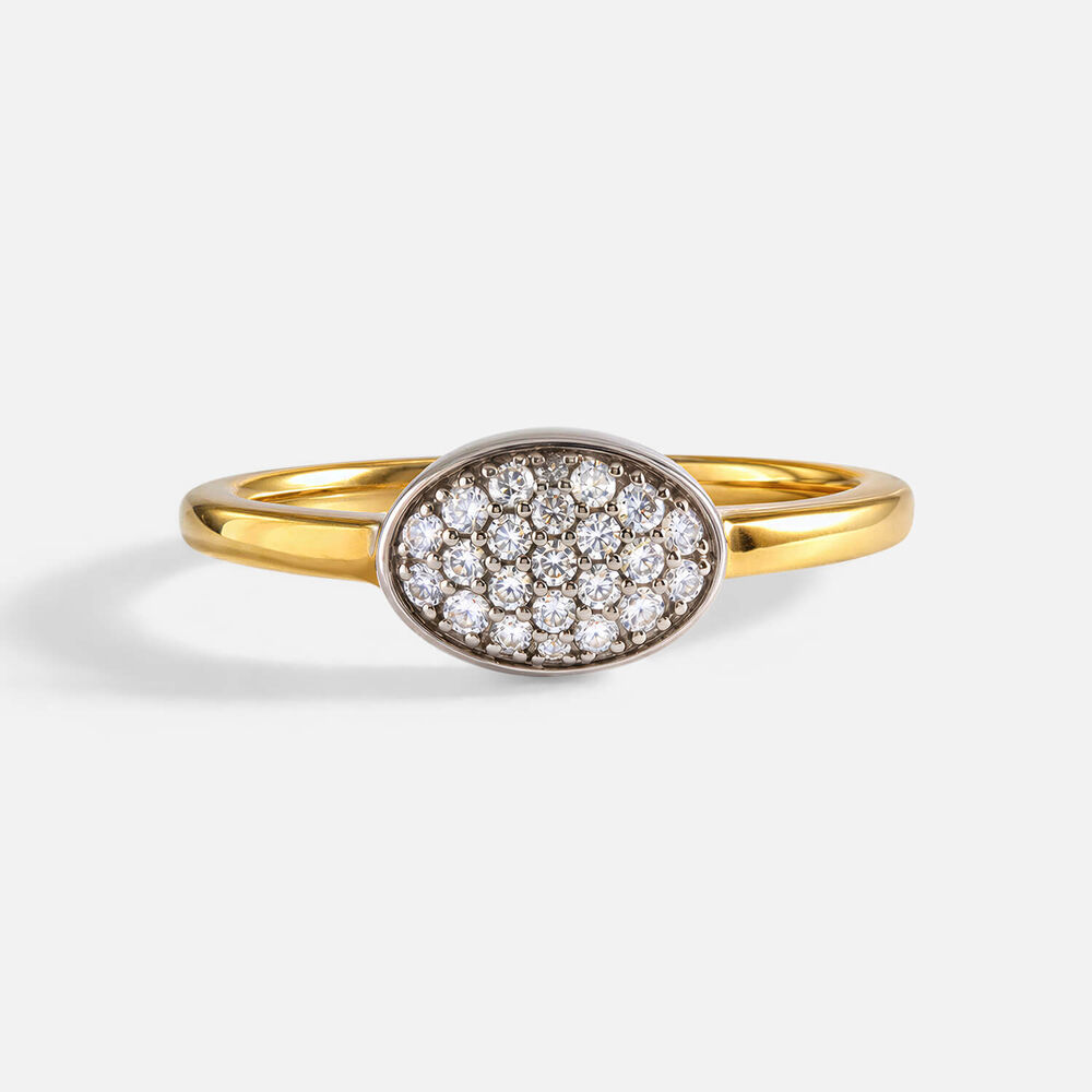 9ct Yellow Gold 0.15ct Bezel Set Oval Pave Diamond Ring