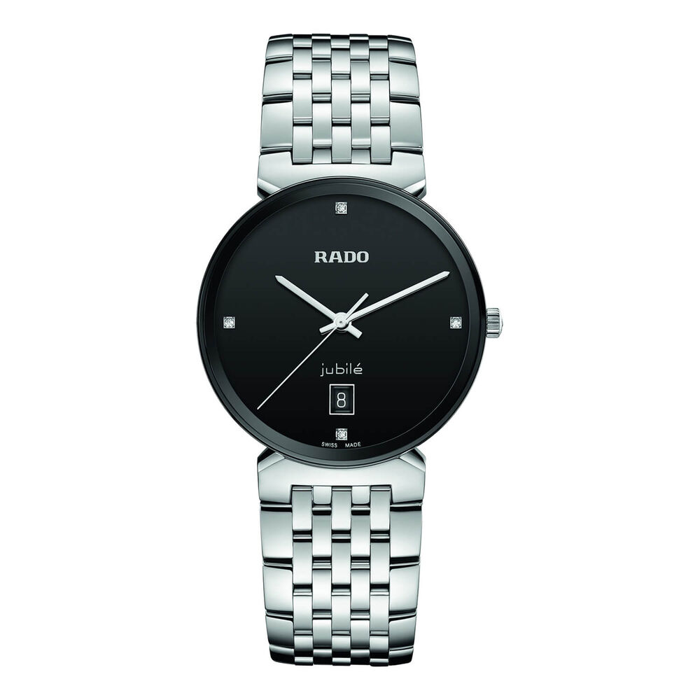 Rado Florence 38MM Black Dial Diamond Dot Steel Case Bracelet Watch