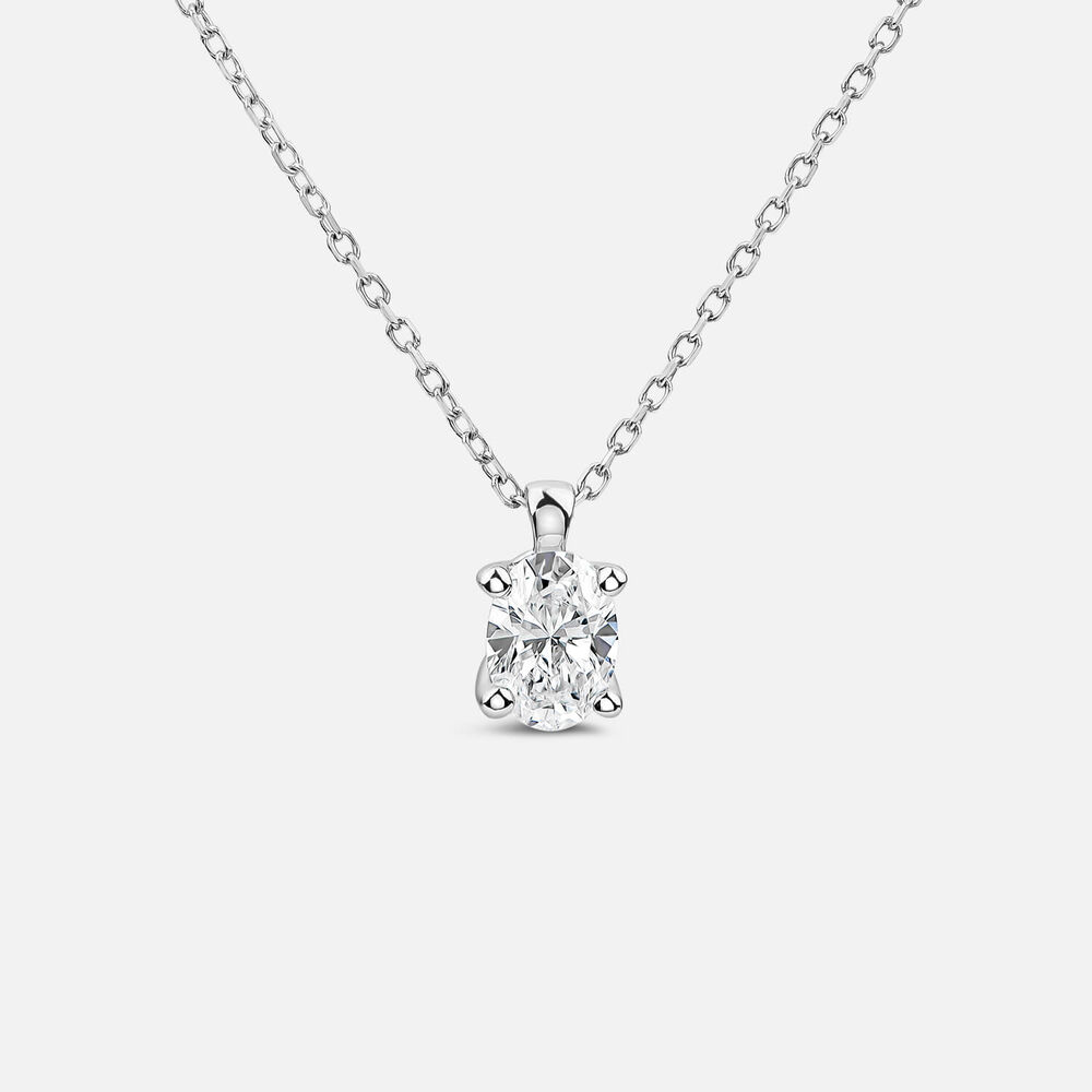 Born 9ct White Gold 0.50ct Lab Grown Oval Diamond Pendant