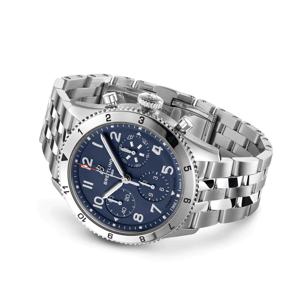 Breitling Classic AVI Vought F4U Corsair 42mm Blue Chronograph Dial Steel Case & Bracelet Watch image number 2
