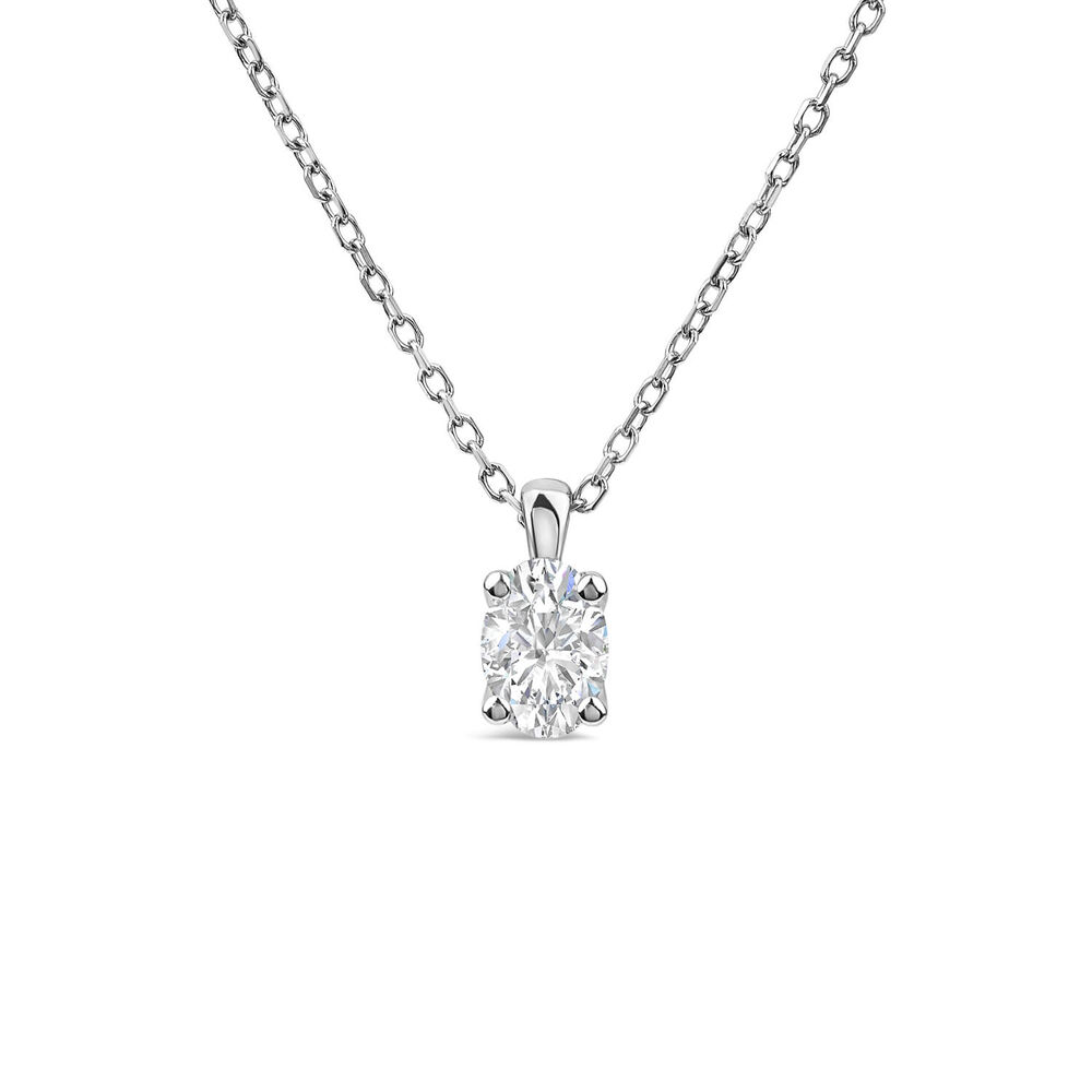Born 9ct White Gold 0.30ct Lab Grown Oval Diamond Pendant image number 0