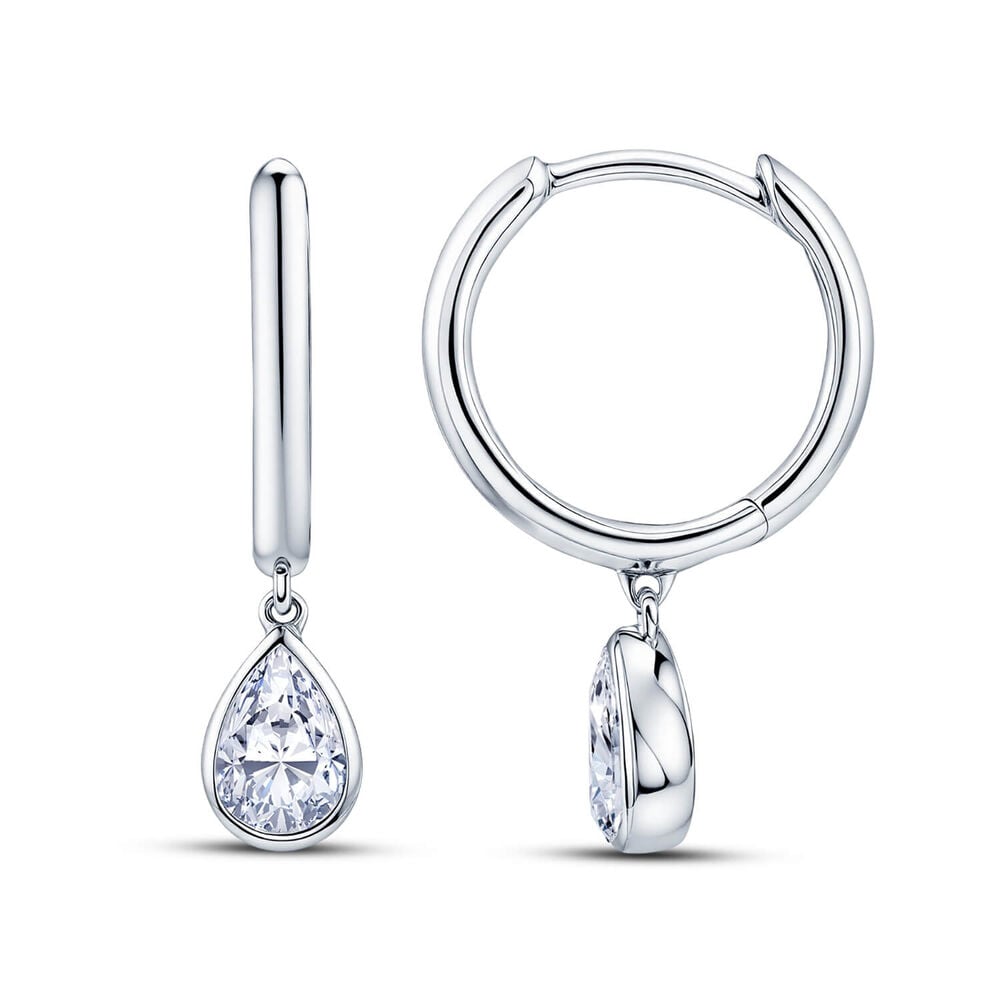 Born Contour 9ct White Gold 0.30ct Pear Lab Grown Diamond Bezel Set Drop Earrings