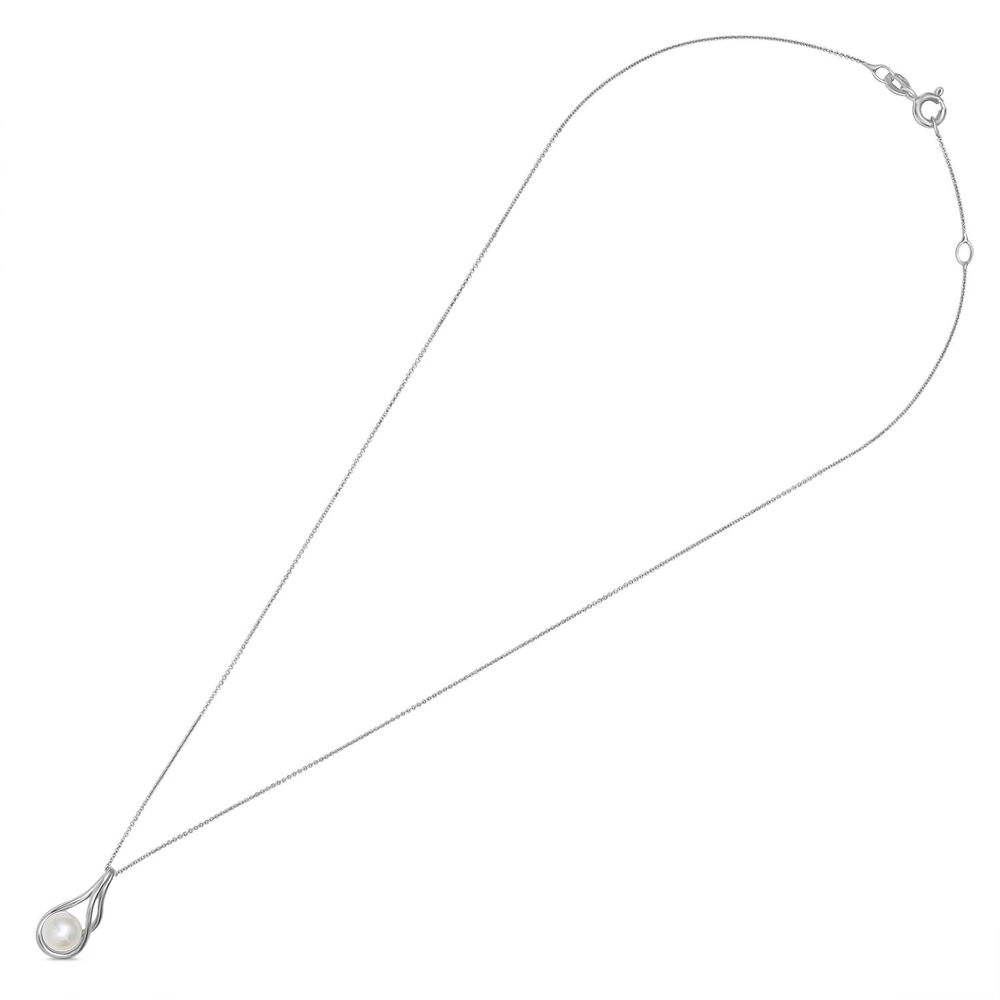 9ct White Gold Freshwater Pearl Note Pendant (Chain Included) image number 3